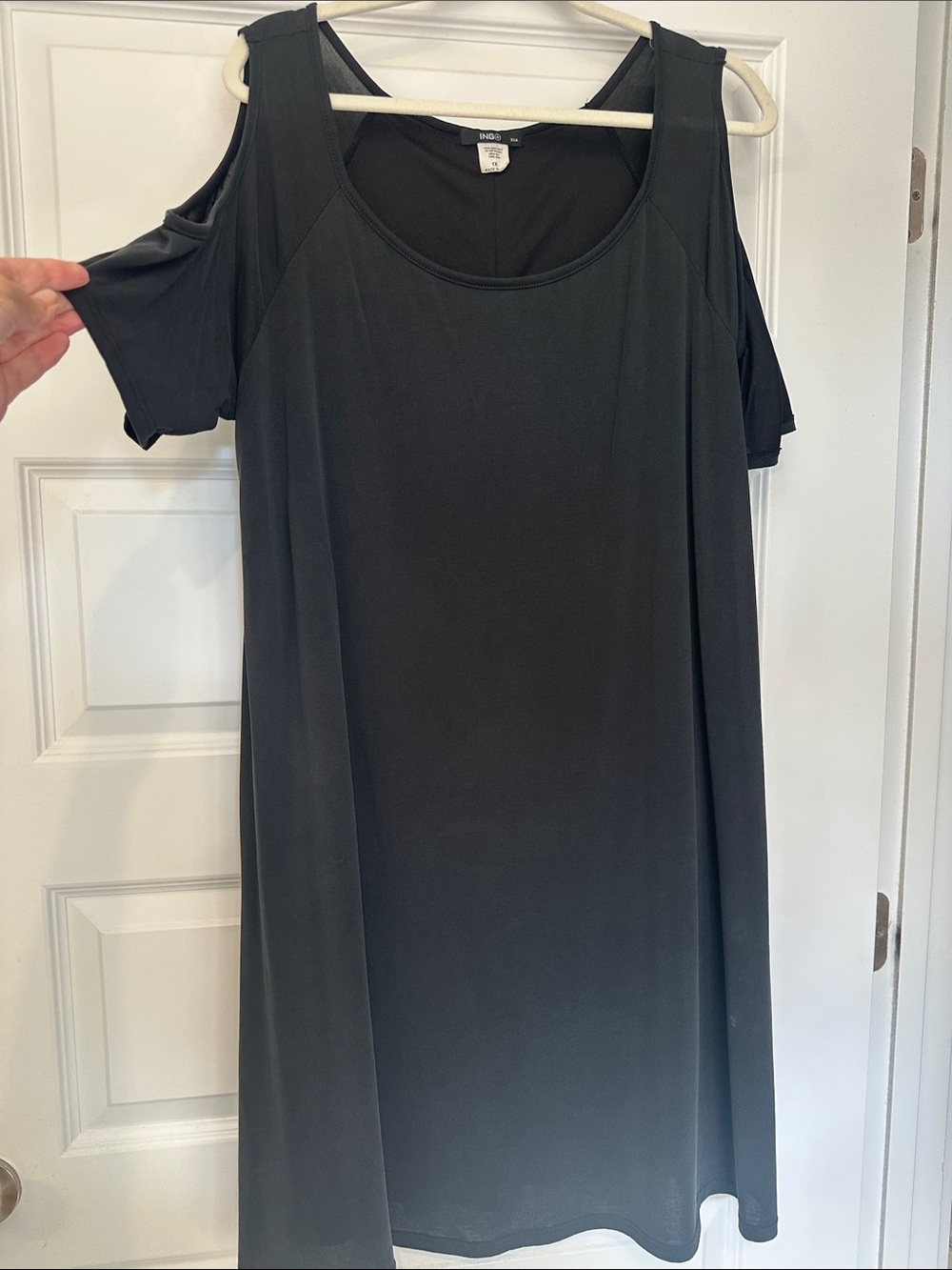 Ing Blue Black Cold-Shoulder A-Line Midi Dress